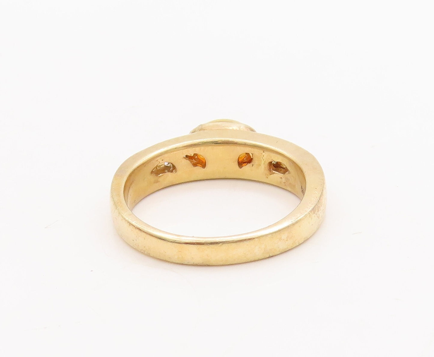 925 Sterling Silver Vintage Ring Gold Plated Oval Opal & CZ  Sz 7.5  RG29429