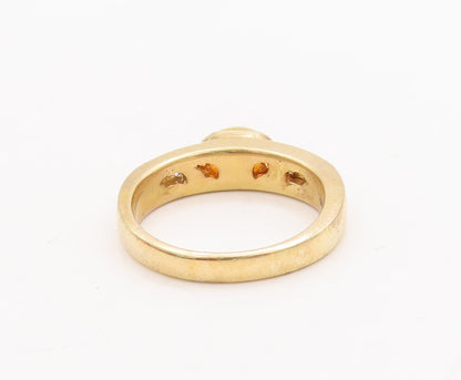925 Sterling Silver Vintage Ring Gold Plated Oval Opal & CZ  Sz 7.5  RG29429