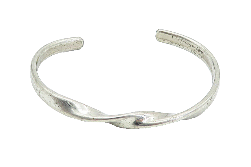 SERGIO LUB 925 Silver  Vintage Petite Shiny Twist Detail Cuff Bracelet  BT3105
