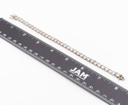 925 Sterling Silver  Shiny Round Cut Cubic Zirconia Chain Bracelet  BT7040