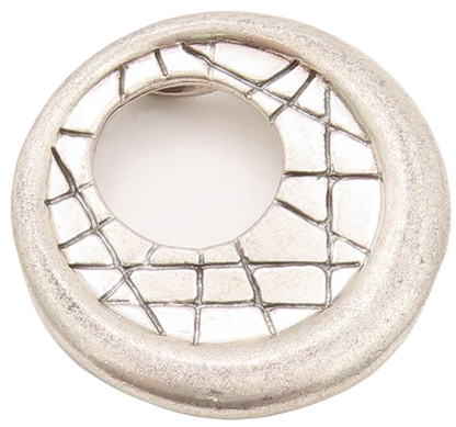 925 Sterling Silver Vintage Pendant Designer Solid Round Grooved  PT23158