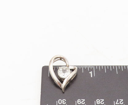 925 Sterling Silver Vintage Pendant Topaz Swirly Cutout Love Heart  PT22441