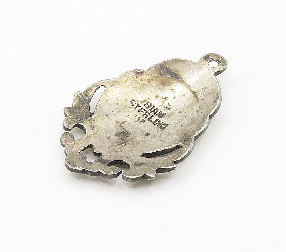 SIAM 925 Sterling Silver  Vintage White Enamel Niello Dancer Pendant  PT12218