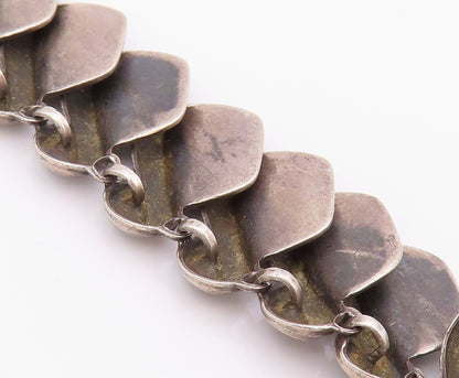 925 Sterling Silver Vintage Necklace DENMARK Dark Tone Designer Cut Band NE4500
