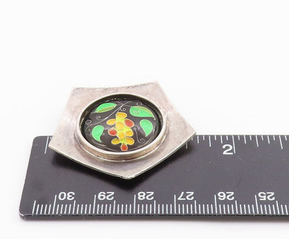 925 Sterling Silver Vintage Brooch Pin PFEIFFER Classic Enamel Grapevine BP12462
