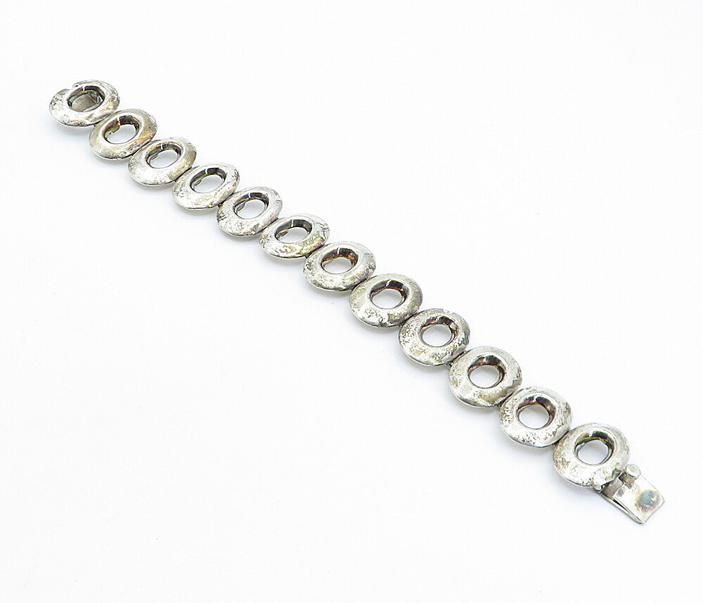 MEXICO 925 Sterling Silver  Vintage Smooth Oval Link Chain Bracelet  BT2450