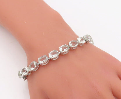 925 Sterling Silver Vintage Bracelet Oval Green Amethyst Tennis Bracelet BT10763