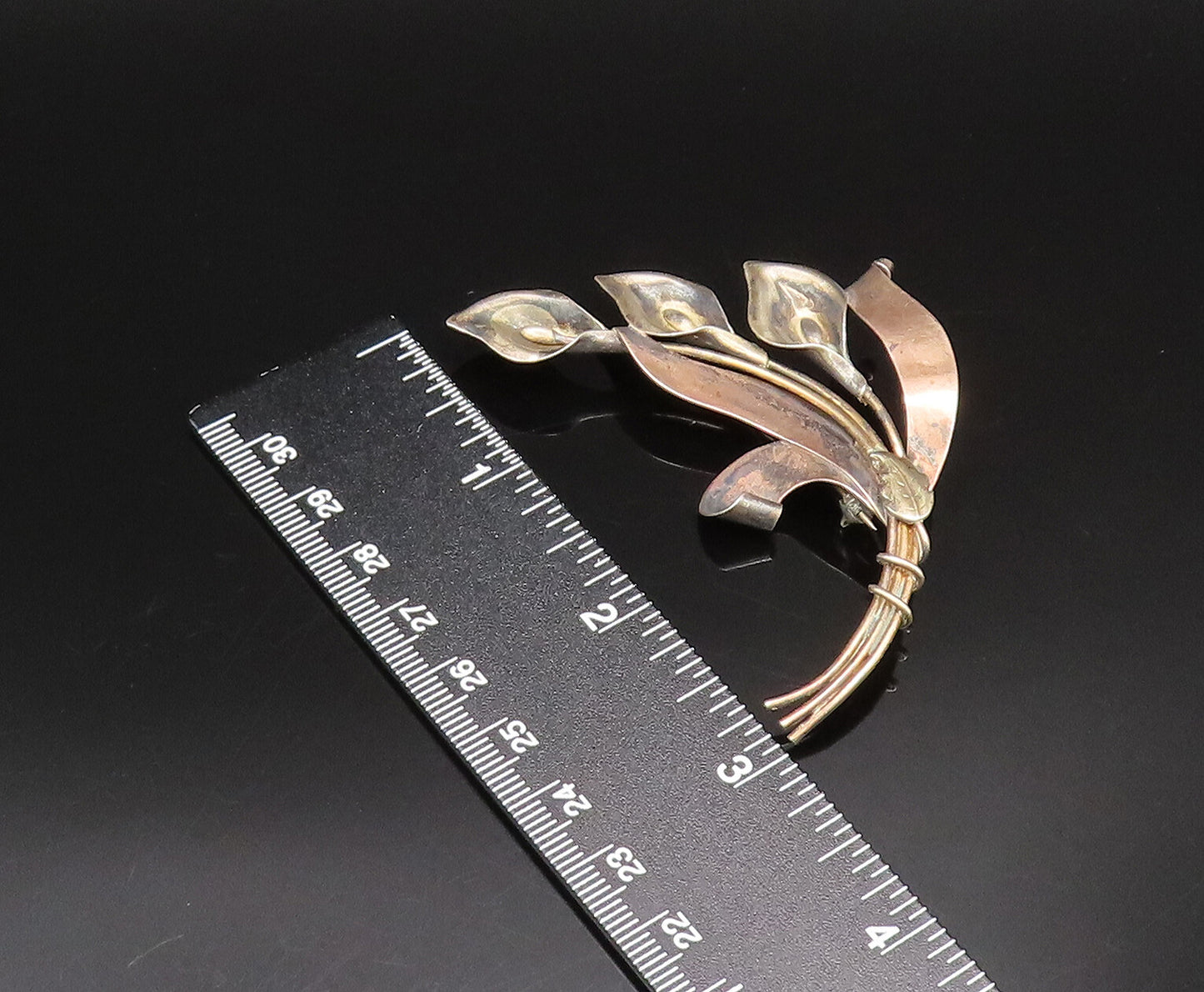 CROSBY 925 Silver  Vintage Calla Lily Flower Stem Wrapped Brooch Pin  BP10022