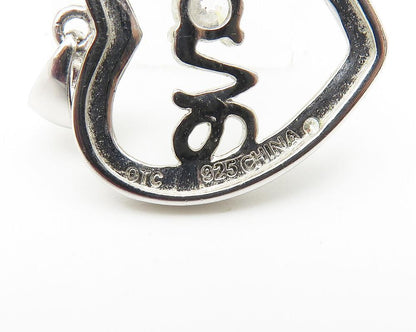 925 Sterling Silver  Sparkling Cubic Zirconia Open Love Heart Pendant  PT8301