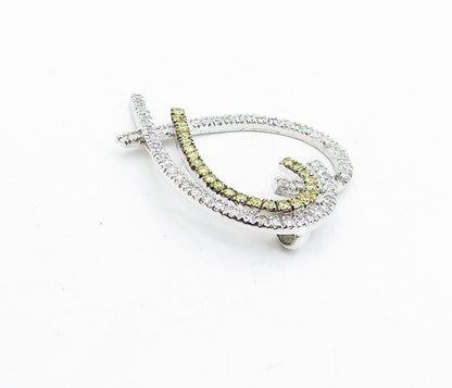 925 Sterling Silver Yellow & White Cubic Zirconia Love Hearts Pendant PT3699