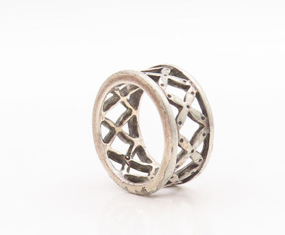 925 Sterling Silver Vintage Ring Minimalist Cutout 'x' Band  Sz 6  RG28552
