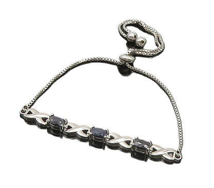925 Silver  Vintage Sapphire Shiny XO Hugs & Kisses Chain Bracelet  BT7890