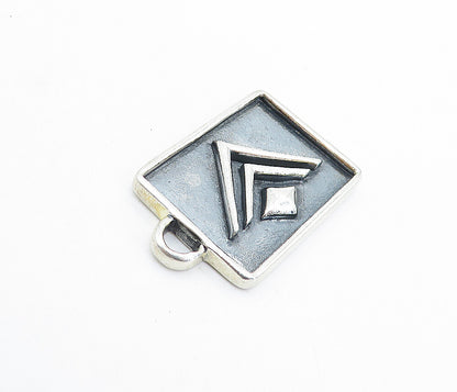 925 Sterling Silver  Vintage Oxidized Arrow Design Square Pendant  PT4942