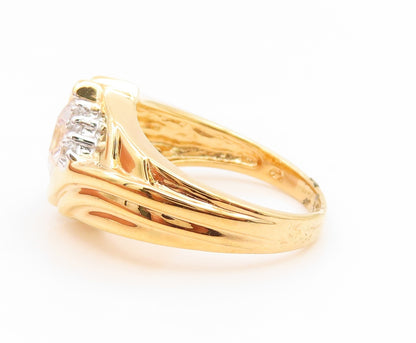 925 Sterling Silver Vintage Ring Gold Plated CZ Statement Band  Sz 7  RG35215