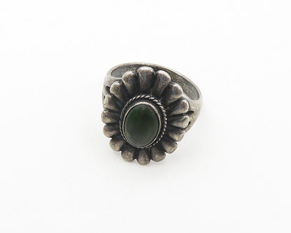 925 Sterling Silver  Vintage Antique Jasper Floral Cocktail Ring Sz 5.5  RG18422