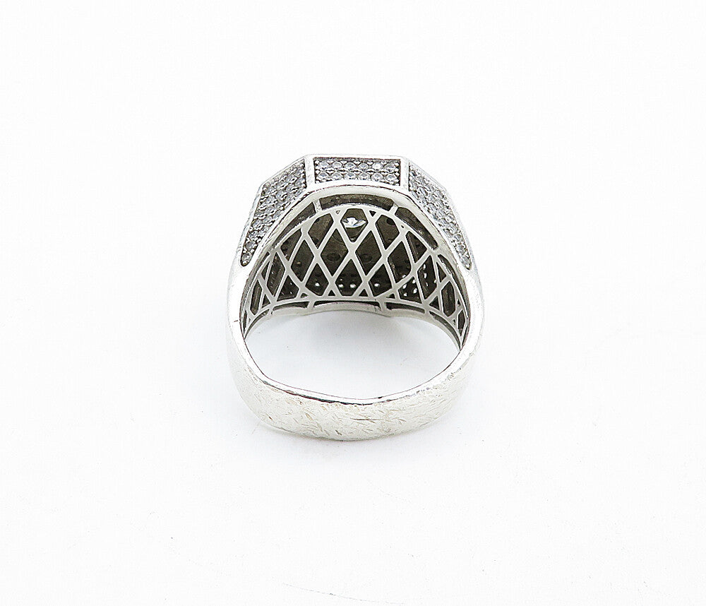 925 Sterling Silver  Vintage Large Cubic Zirconia Cocktail Ring Sz 11.5 RG4575