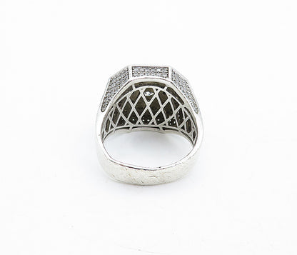 925 Sterling Silver  Vintage Large Cubic Zirconia Cocktail Ring Sz 11.5 RG4575