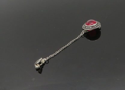 925 Silver Vintage Red Stone Gloversville H.S. Class 1964 Brooch Pin BP8618