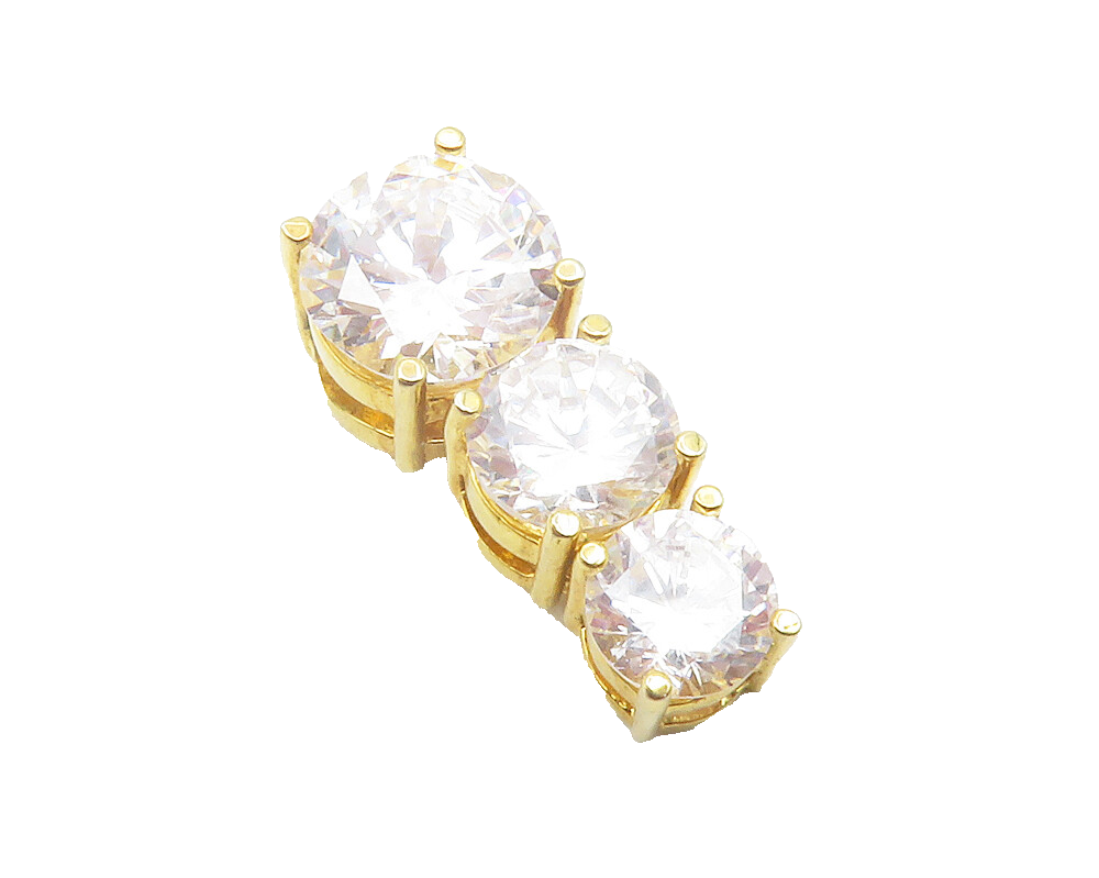 925 Sterling Silver  Graduated Cubic Zirconia Gold Plated Drop Pendant  PT9718
