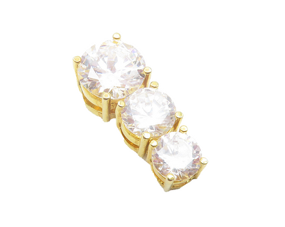 925 Sterling Silver  Graduated Cubic Zirconia Gold Plated Drop Pendant  PT9718