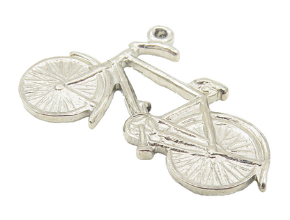 925 Sterling Silver  Vintage Petite Shiny Bicycle Motif Pendant  PT9025