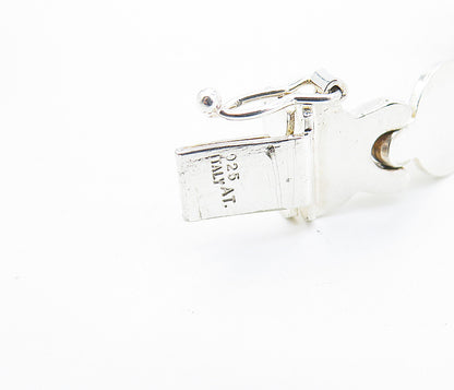 925 Sterling Silver  Polished 2 Tone Wrench Hinge Link Chain Bracelet  BT3328