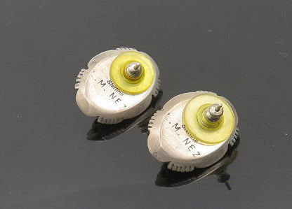 L.M. NEZ NAVAJO 925 Silver  Vintage Mother Of Pearl Drop Earrings  EG10104