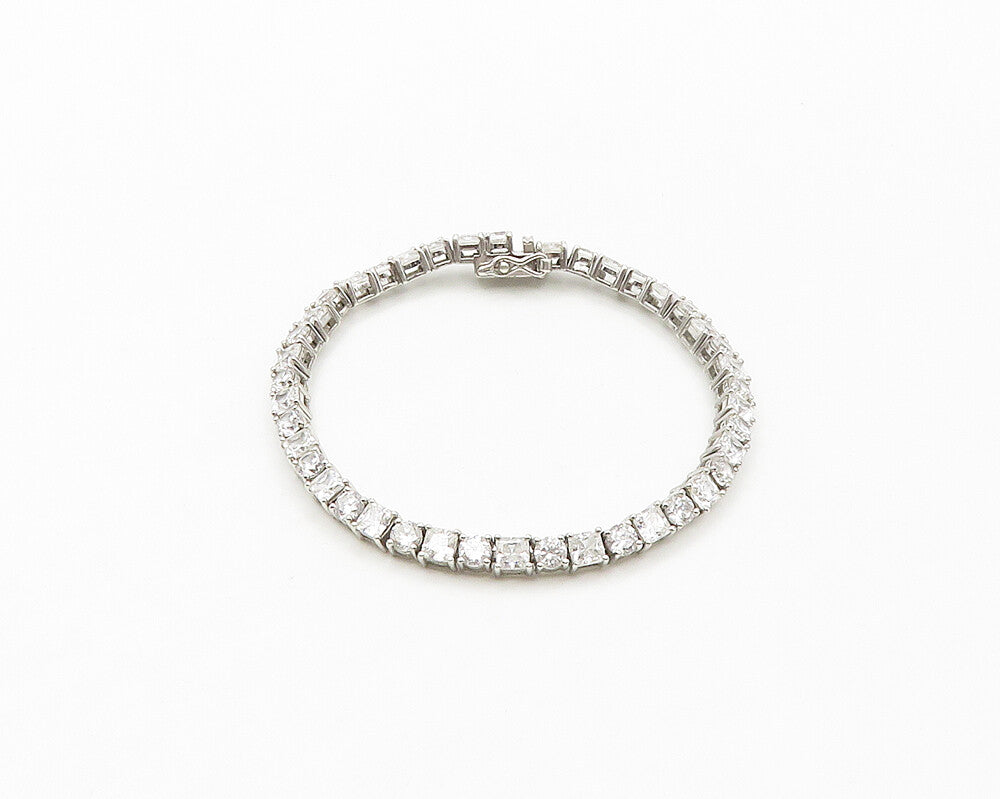 925 Sterling Silver  Shiny Prong Set Cubic Zirconia Tennis Bracelet  BT6741
