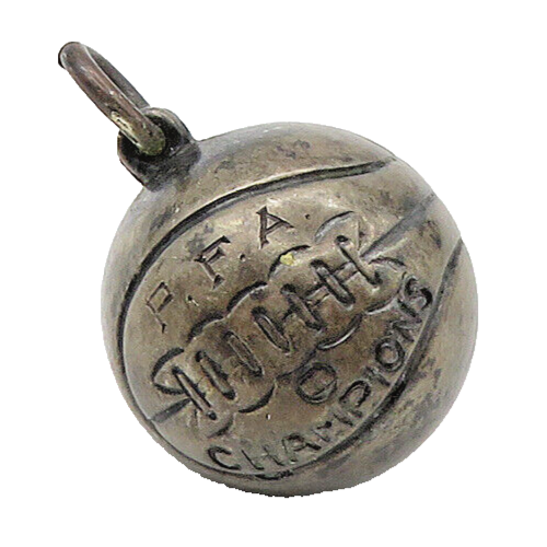 925 Sterling Silver  Vintage Antique Basketball Sports Motif Pendant  PT17220