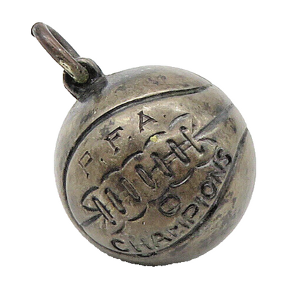 925 Sterling Silver  Vintage Antique Basketball Sports Motif Pendant  PT17220