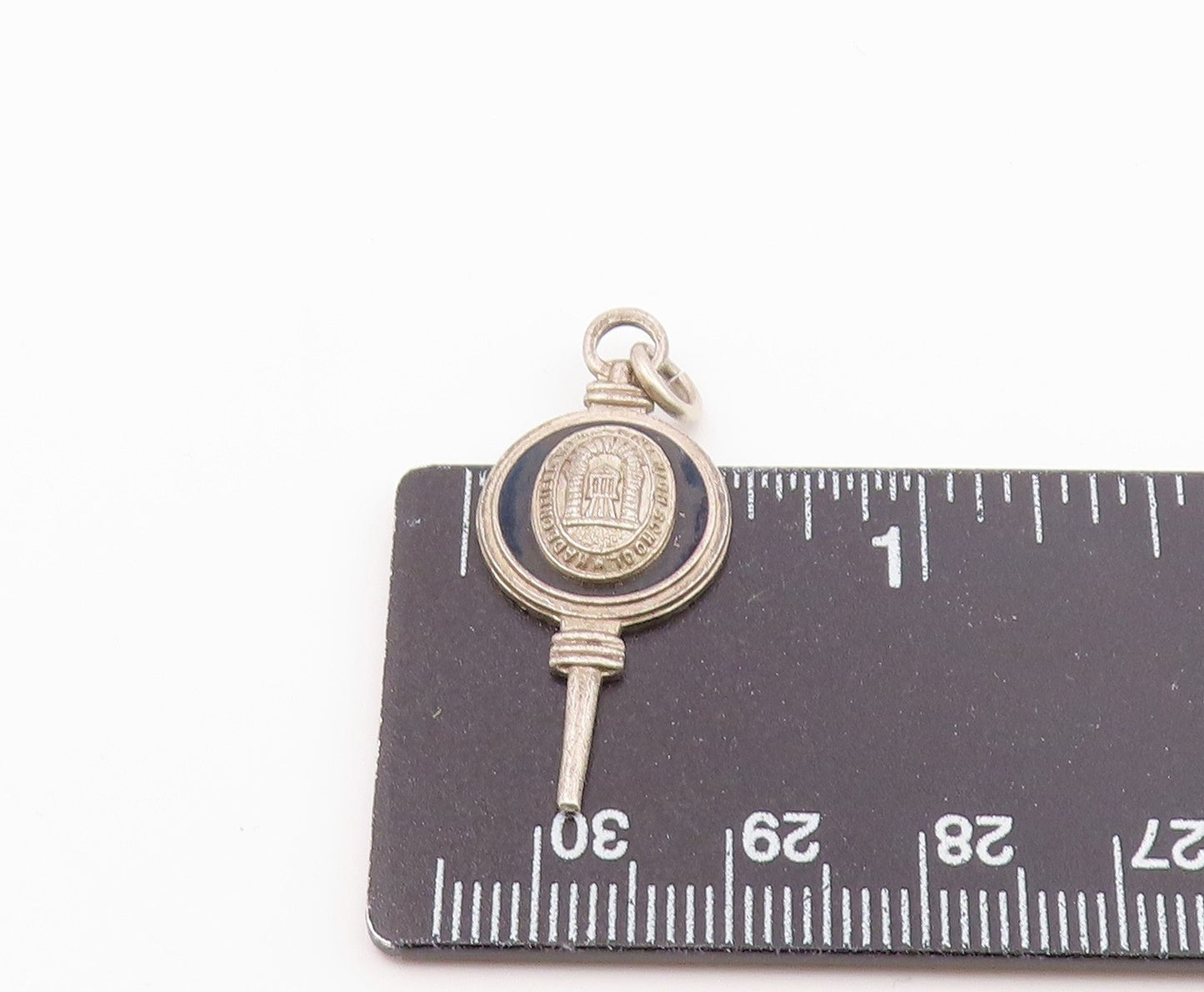 925 Sterling Silver  Vintage Black Onyx High School Pendant  PT17709