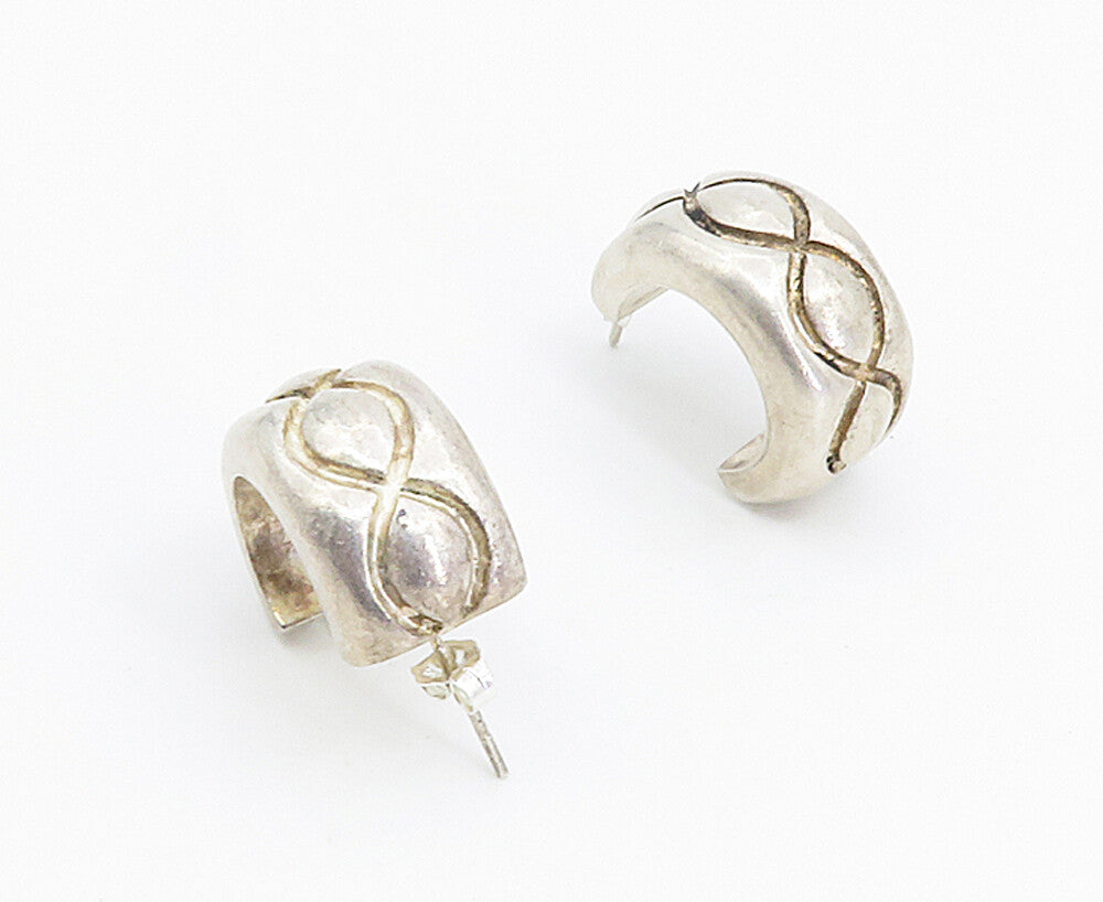 BARRA 925 Sterling Silver  Vintage Infinity Pattern JHoop Earrings  EG2947