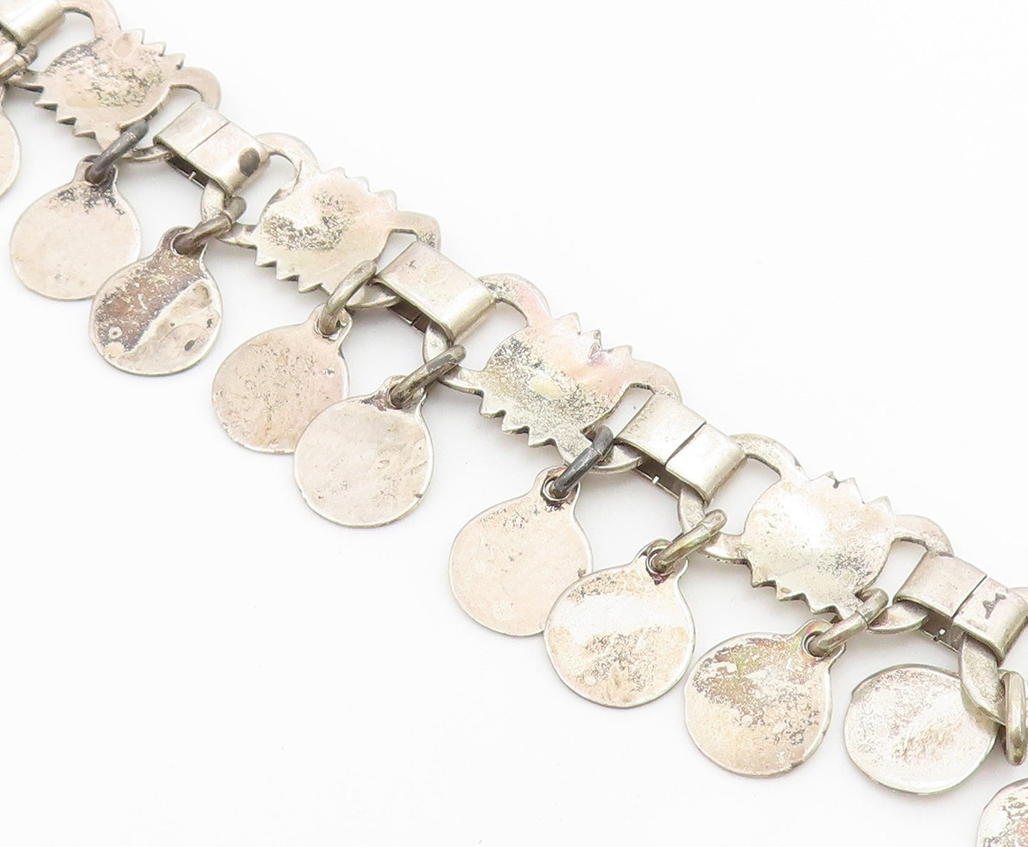 925 Sterling Silver Vintage Bracelet Classic Articulated Geometric Link  BT12208