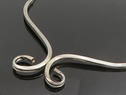 925 Sterling Silver  Vintage Minimalist Double Swirl Collar Necklace  NE3854