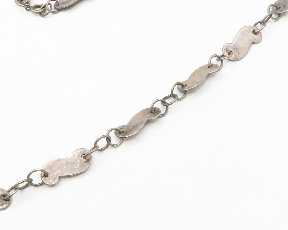 925 Sterling Silver  Vintage Dark Tone Smooth Swirl Chain Necklace  NE2701