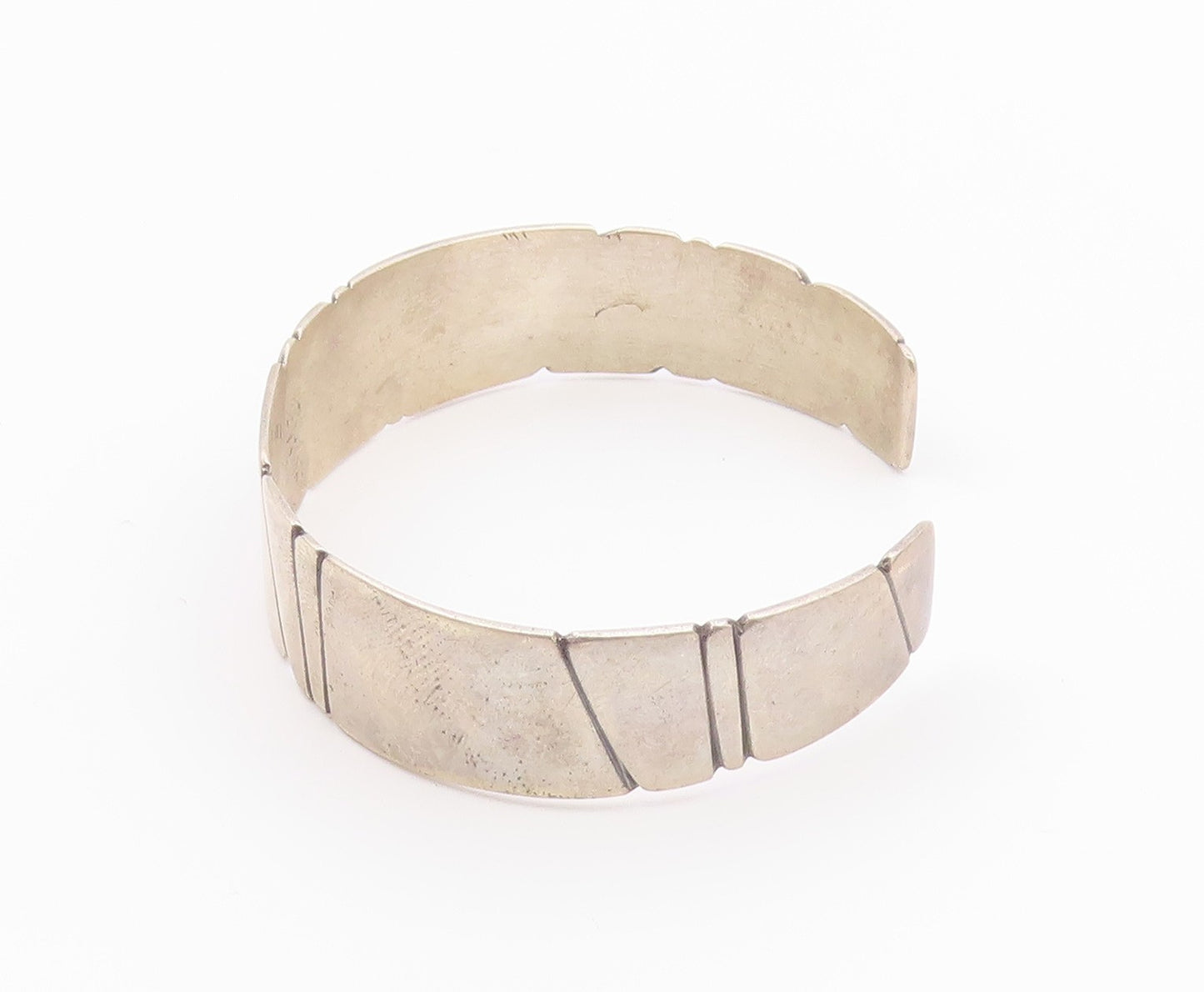 DESIGNER 925 Silver  Vintage Shiny Pattern Tapered Cuff Bracelet  BT9231
