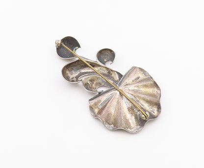 MONET 925 Silver  Vintage Carved Swirls & Fluted Abstract Brooch Pin  BP9600