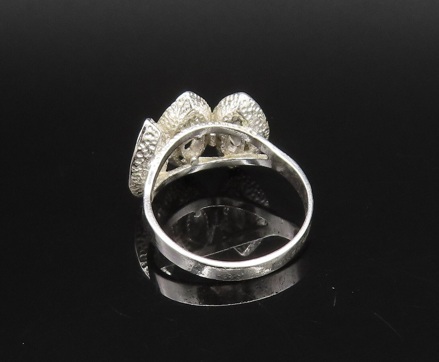 925 Silver  Vintage Three Stone Marquise Shaped Topaz Ring Sz 8.25  RG26103