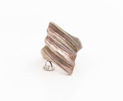 925 Sterling Silver Vintage Ring MEXICO Modernist Ribbed Band  Sz 9.5  RG35013