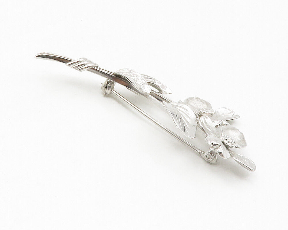 HARRY S. BICK 925 Sterling Silver  Vintage Shiny Flowers Brooch Pin  BP5421