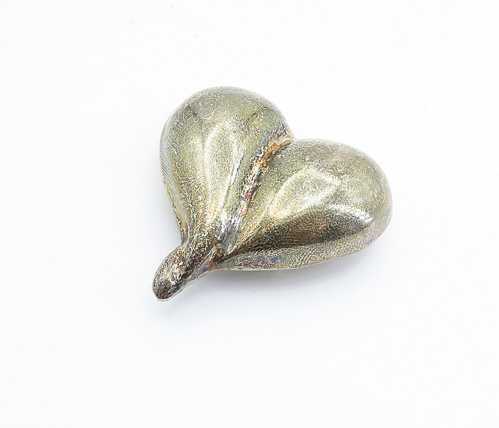 925 Sterling Silver  Vintage Dark Tone Hollow Love Heart Slide Pendant  PT5243