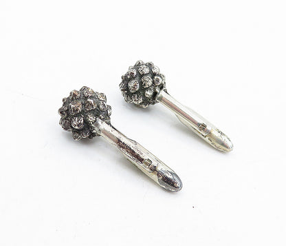 925 Sterling Silver  Vintage Antique Oxidized Spiked Ball Cuff Links  TR1087