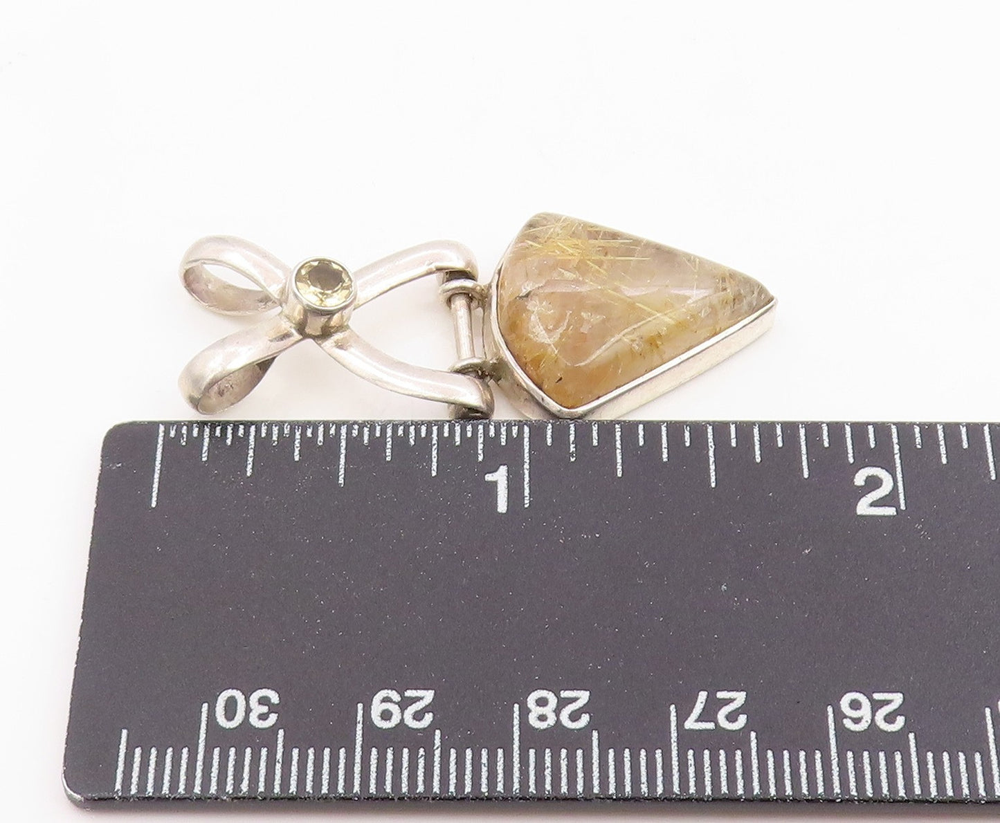 925 Sterling Silver Vintage Pendant Modernist Citrine & Gemstone Charm  PT26247