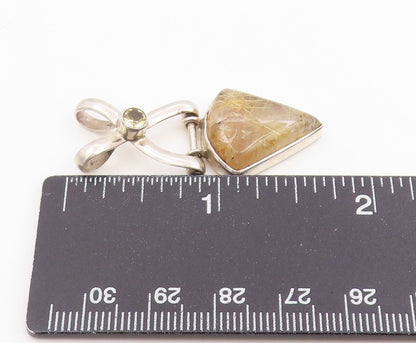 925 Sterling Silver Vintage Pendant Modernist Citrine & Gemstone Charm  PT26247