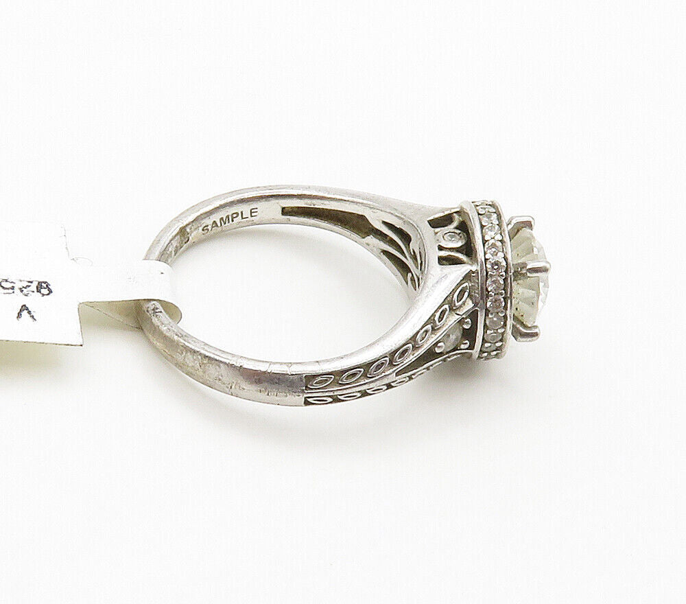925 Sterling Silver  Vintage Shiny Cubic Zirconia Band Ring Sz 6.5  RG16065