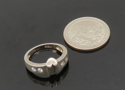 925 Sterling Silver Vintage Cubic Zirconia Smooth Matte Band Ring Sz 7 RG20740
