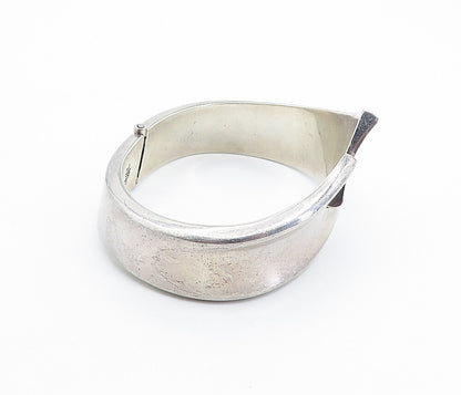 MEXICO 925 Sterling Silver  Vintage Bypass Style Hinge Bangle Bracelet  BT2512