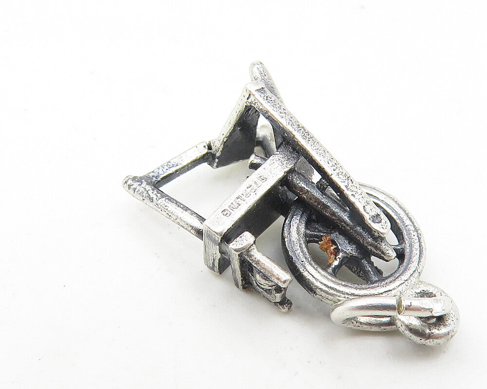 925 Sterling Silver  Vintage Petite Cotton Wheel Motif Drop Pendant  PT7978
