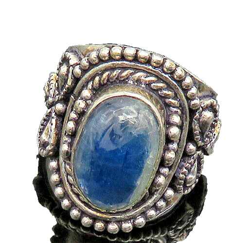 925 Sterling Silver  Vintage Cabochon Kyanite Cocktail Ring Sz 8.5  RG19985