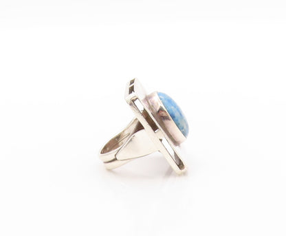 925 Sterling Silver Vintage Ring Minimalist Oval Cabochon Sodalite Sz 8  RG32594